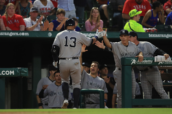 Alex Rodriguez hit his 100th home run at Globe Life Park. | Photo: Ronald Martinez/Getty Images