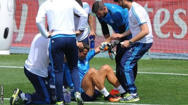 Ronaldo down prior to second Champions League final in two years. (Source: Getty Images)