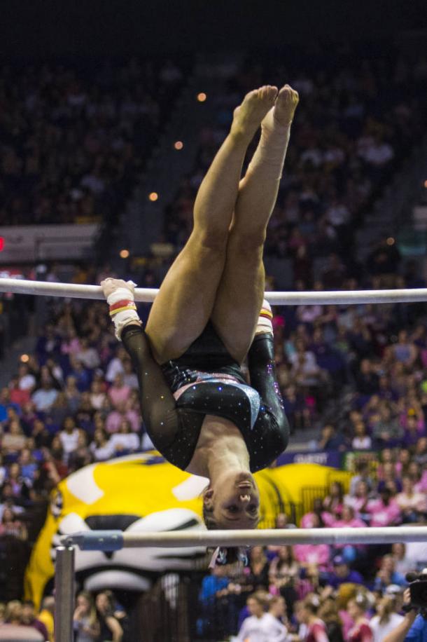 Ruby Harrold performs her Zuchold-Schleudern Pic: Chris Parent