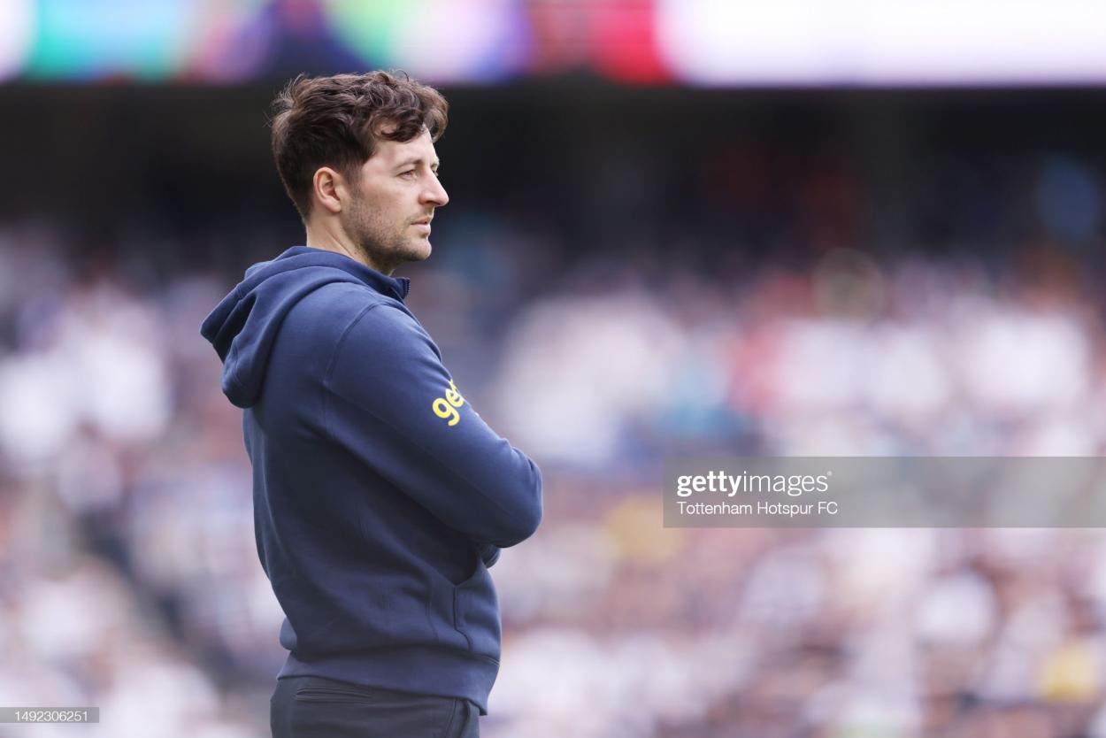 Temporary manager Ryan Mason looks on - (Photo by Tottenham Hotspur FC via Getty Images)