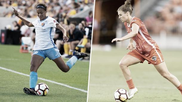 Rookies Imani Dorsey (left) and Veronica Latsko (right) will hope to continue their impressive rookie seasons. (Photo via nwslsoccer.com)