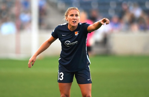  Sky Blue FC defender Kristin Grubka during a game between the Sky Blue FC and the Chicago Red Stars | Photo by Patrick Gorski/Icon Sportswire via Getty Images 