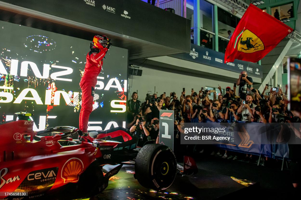 Carlos Sainz, Ferrari SF-23 during the F1 Grand Prix of Singapore at Marina Bay Street Circuit on September 17, 2023 in Singapore, Singapore. (Photo by Michael Potts/BSR Agency/Getty Images)