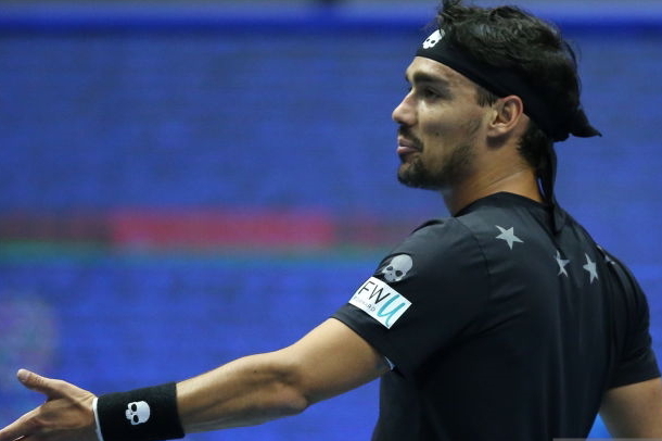 Photo: Peter Kovalev/TASS via Getty Images- Fabio Fognini expresses his frustration.