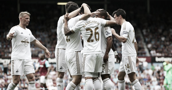 Will Swansea be celebrating with André Ayew next year? | Image source: Premier League
