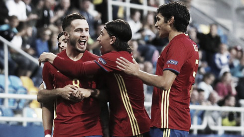 Saúl Ñíguez y sus compañeros celebran el 1-0 | Foto: UEFA.com