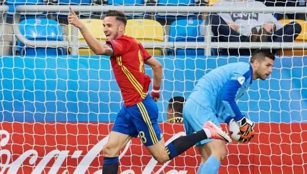 Gol de Saúl ante Macedonia. Foto: UEFA