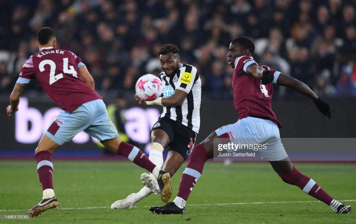 Saint-Maximin taking a shot at goal - (Photo by Justin Setterfield/Getty Images)