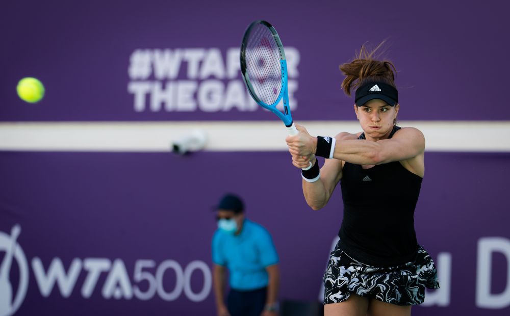 Sakkari follows through on a backhand during her quarterfinal victory/Photo: Jimmie48 photography