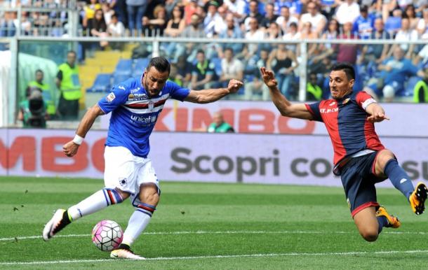 Fabio Quagliarella en el último derbi de Génova. | Foto: sampdoria.it