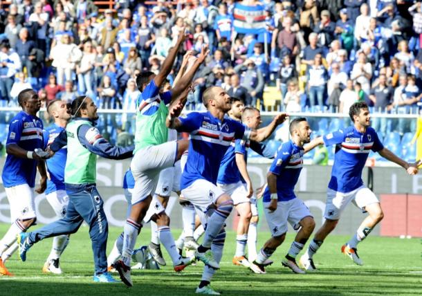 Los jugadores de la 'Samp' celebran la victoria frente al Udinese. | Foto: sampdoria.it