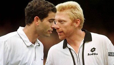Sampras and Becker (right). Photo: Getty Images
