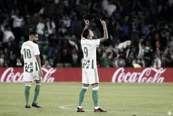 Sanabria en su último gol con el Betis. Foto: Real Betis