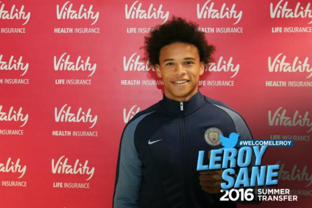 Il benvenuto a Sane del Manchester City, mancity.com