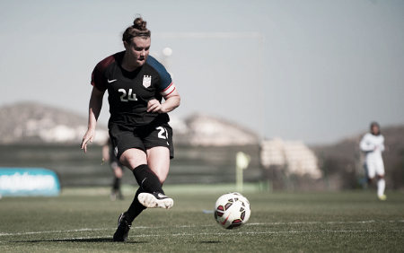 Savannah McCaskill competes for the u-23 WNT at the La Manga Tournament (Photo: Getty/NurPhoto)