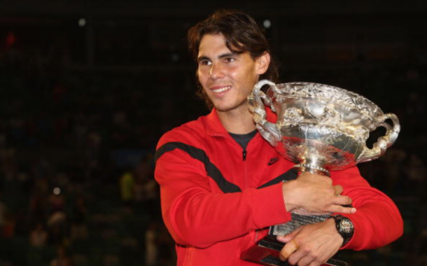 Rafael Nadal of Spain poses with the Norman Brookes Challenge Cup after winning his men's final match against Roger Federer of Switzerland during day fourteen of the 2009 Australian Open at Melbourne Park on February 1, 2009 in Melbourne, Australia. (Photo by Quinn Rooney/Getty Images)