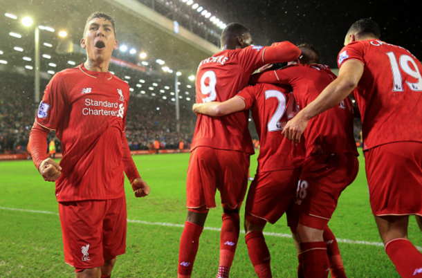 Firmino after Joe Allen's late equaliser against Arsenal. (Picture: Getty Images)