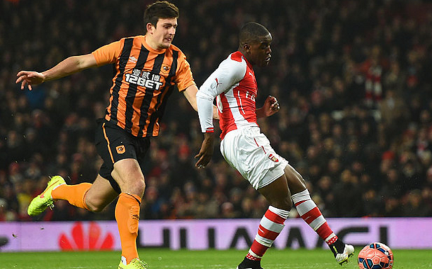 Joel Campbell in the Gunners' win over Hull in the FA Cup last season. (Picture: Telegraph)