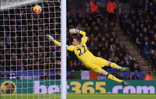 Mignolet could do little to save Vardy's effort, despite being caught a few yards off his line. (Picture: Getty Images)