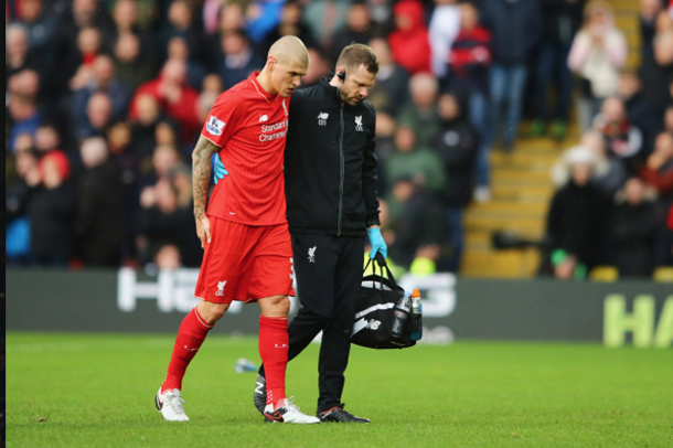 Skrtel trudges off in the loss to Watford having picked up his injury. (Picture: Getty Images)