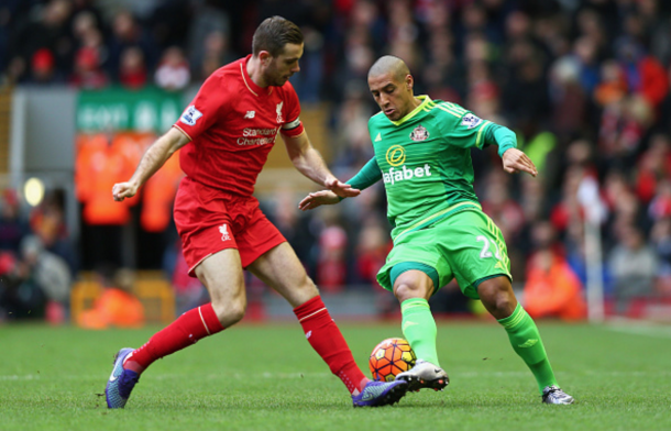 Henderson battles with Sunderland's January signing Wahbi Khazri. (Picture: Getty Images)