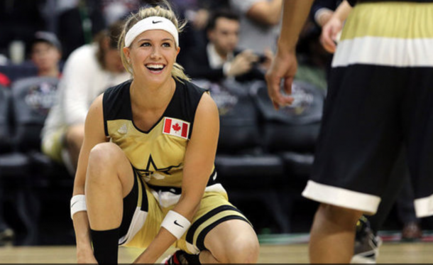 Bouchard at the Celebrity All-Star Game. Vaughn Ridley/Getty Images