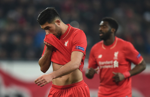 A frustrated Emre Can as Liverpool retreat to the changing rooms at half-time. (Picture: Getty Images)