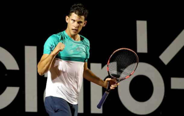 Dominic Theim of Austria celebrates a point against David Ferrer of Spain during the Rio Open at Jockey Club Brasileiro on February 19, 2016 in Rio de Janeiro, Brazil. (Photo by Matthew Stockman/Getty Images)