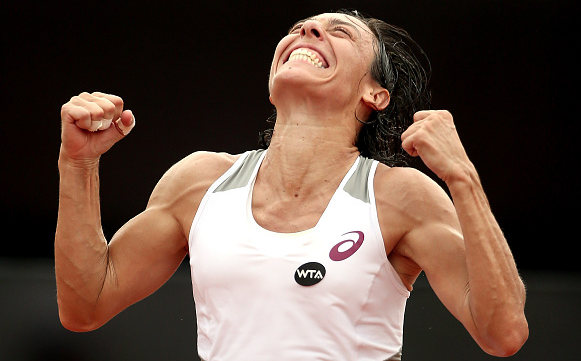 Schiavone celebrating her win. Source:Getty Images/Matthew Stockman