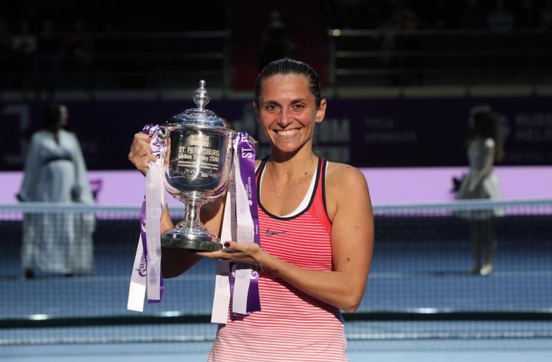 Roberta Vinci with the trophy. Source:St Petersburg Facebook