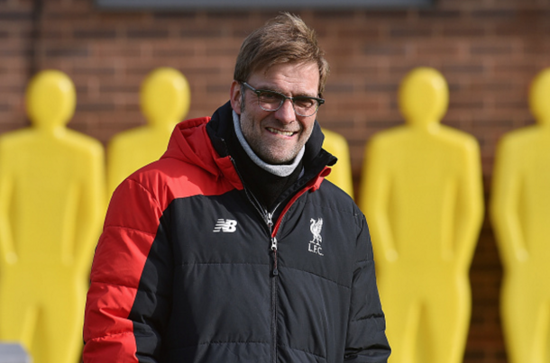 Klopp in Liverpool's first-team training at Melwood on Friday. (Picture: Getty Images)