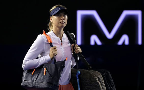 Sharapova entering the court for her match against Belinda Bencic. Source:Getty Images/Michael Dodge