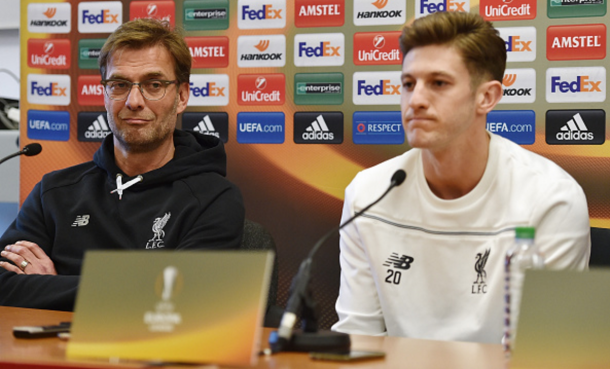 Klopp, alongside Adam Lallana, during Wednesday's pre-match press conference. (Picture: Getty Images)