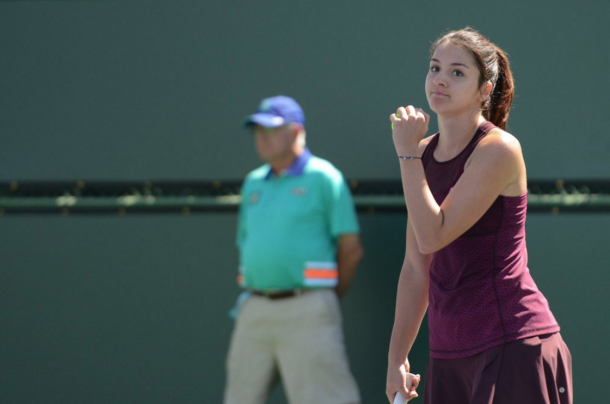 Margarita Gasparyan firstpumping her way through the second set. Photo:Christopher Levy