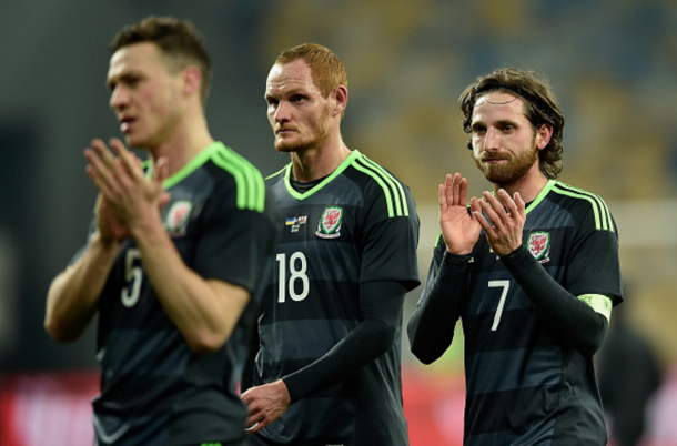 A downtrodden Allen, sporting the captain's armband, in Kiev on Monday night. (Picture: Getty Images)