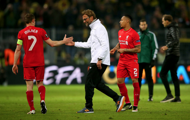 Klopp looked delighted when greeting his players after the full-time whistle. (Picture: Getty Images)