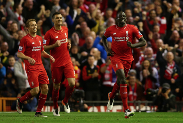 Sakho celebrates scoring in the Merseyside Derby on Wednesday night. (Picture: Getty Images)