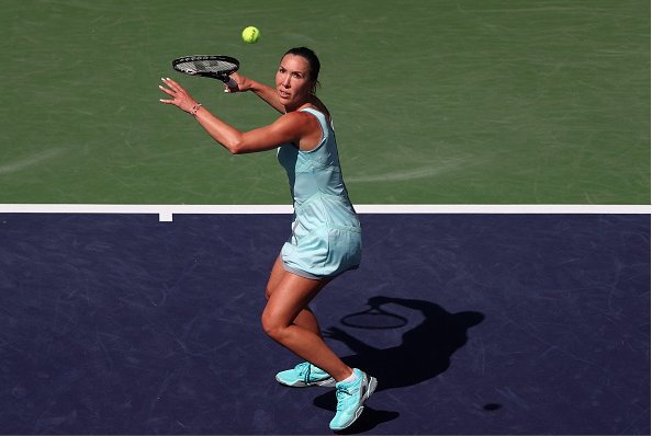 Jankovic returns a shot at the BNP Paribas Open.  