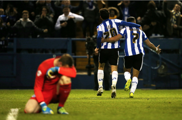 Kieran Lee celebrates putting Wednesday 2-0 up on Friday night. (Picture: Getty Images)