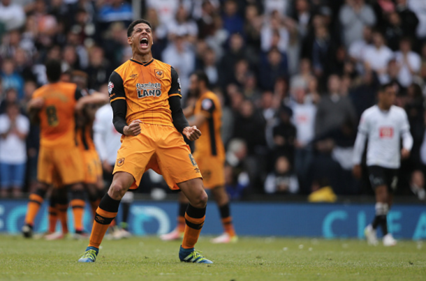 Curtis Davies celebrates after his Hull teammates make it 2-0. (Picture: Getty Images)