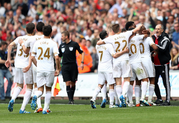 The Swans celebrate their equaliser. (Picture: Getty Images)