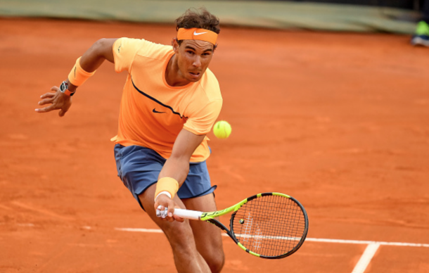 Rafael Nadal (ESP) during the ATP match Nadal (ESP) - Djokovic (SRB) at the Internazionali BNL d'Italia 2016 at the Foro Italico on May 13, 2016 in Rome, Italy. (Photo by Giuseppe Maffia / DPI / NurPhoto via Getty Images)