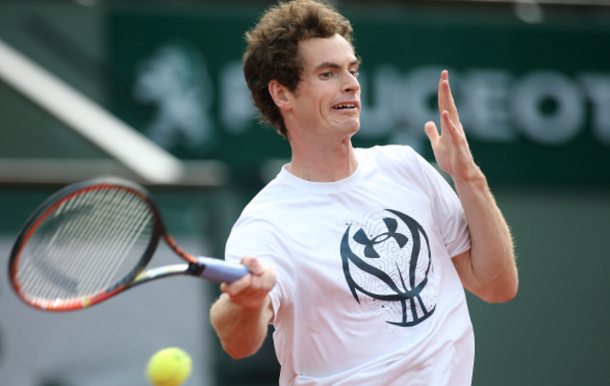 Andy Murray of Great Britain practices on Center Court ahead of the 2016 French Open at Roland-Garros stadium on May 19, 2016 in Paris, France. (Photo by Jean Catuffe/Getty Images)