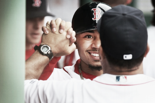 Mookie Betts hit two home runs on the day with five RBI. | Getty