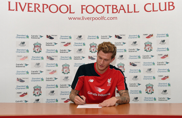 Karius signing a five-year contract with Liverpool at their Melwood training ground on Tuesday. (Picture: Getty Images)