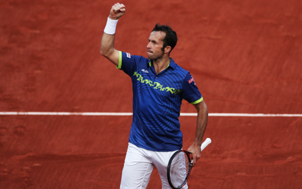 Radek Stepanek of Czech Republic reacts during his match with Andy Murray of Great Britain during Day Two of The French Open at Roland Garros on May 23, 2016 in Paris, France . (Photo by Ian MacNicol/Getty Images)