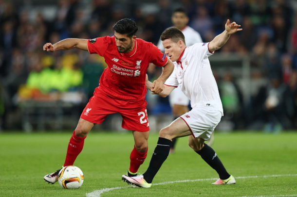 Emre Can, pictured in action against Sevilla in the Europa League final, was one of the Reds' brightest performers throughout the season. (Picture: Getty Images)