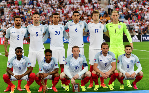 England players line up for the team photos prior to the UEFA EURO 2016 Group B match between England and Russia at Stade Velodrome on June 11, 2016 in Marseille, France. (Photo by Dan Mullan/Getty Images)