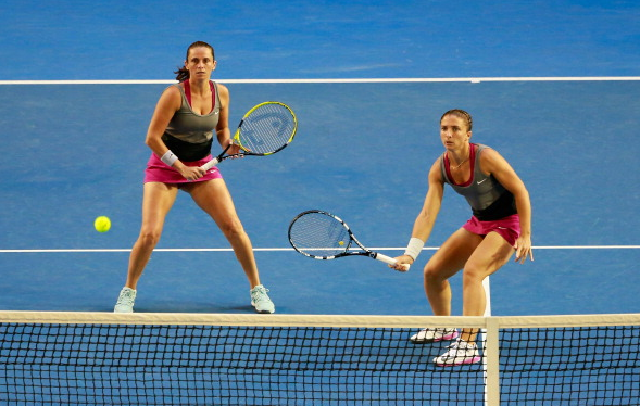 Sara Errani and Roberta Vinci in Australian Open 2014. Playing both on the net was their typical style. Photo:Getty Images/Scott Barbour