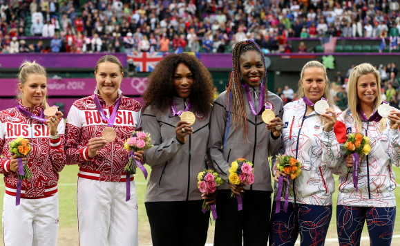 The doubles podium at 2012 Olympics. Photo:Getty Images/Clive Brunskill